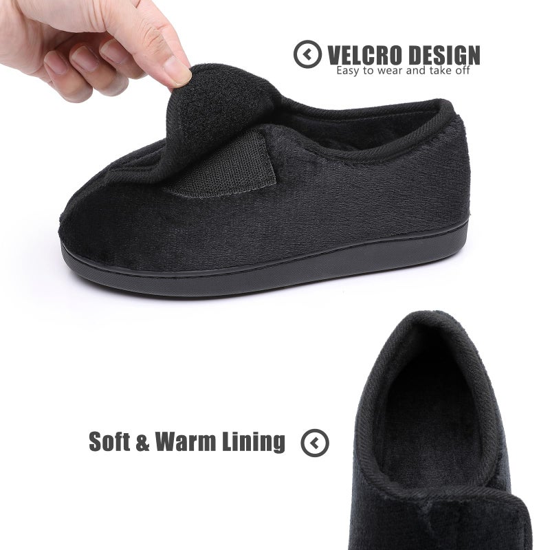 Git-up Women Diabetic Slippers Arthritis Edema Memory Foam Closed Toed Slippers, Black, 6 D(M) US - Image 2